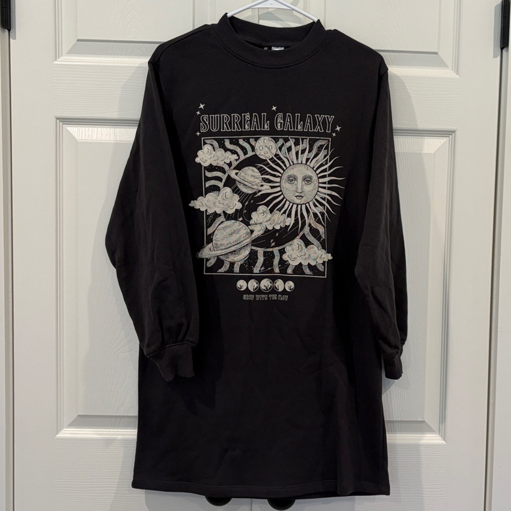 Black Surreal Galaxy Women’s Sweatshirt Dress
